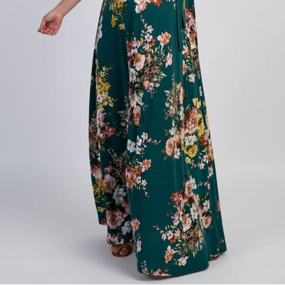 PinkBlush Cream and Purple Floral Print Sash Tie Maternity Maxi Dress, 2X - Picture 5 of 6